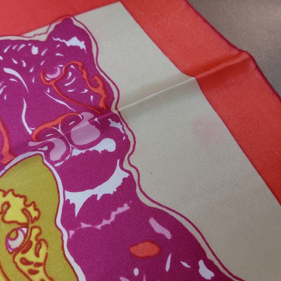 Vintage Silk Scarf Long Leopard Cat Cats Pop Art by Ron CHERESKIN 1970s Rare - Picture 10 of 12